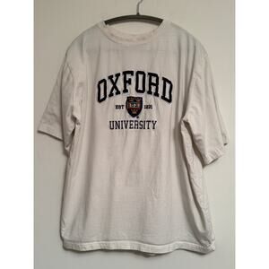 Vintage Oxford University Embroidered White T Shirt Tee Crewneck 2XL XXL